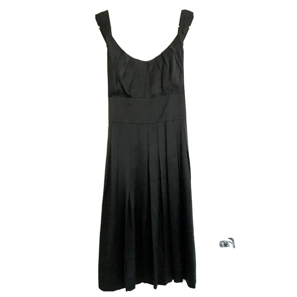 Maggy London Silk Black Mini Dress 8 Empire Waist Sleeveless Pleated Lined EUC